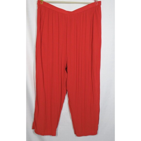 Roaman's Women's Rust Orange Crinkle Gauze Wide Leg Pull On Pants Plus 28W - Picture 3 of 13